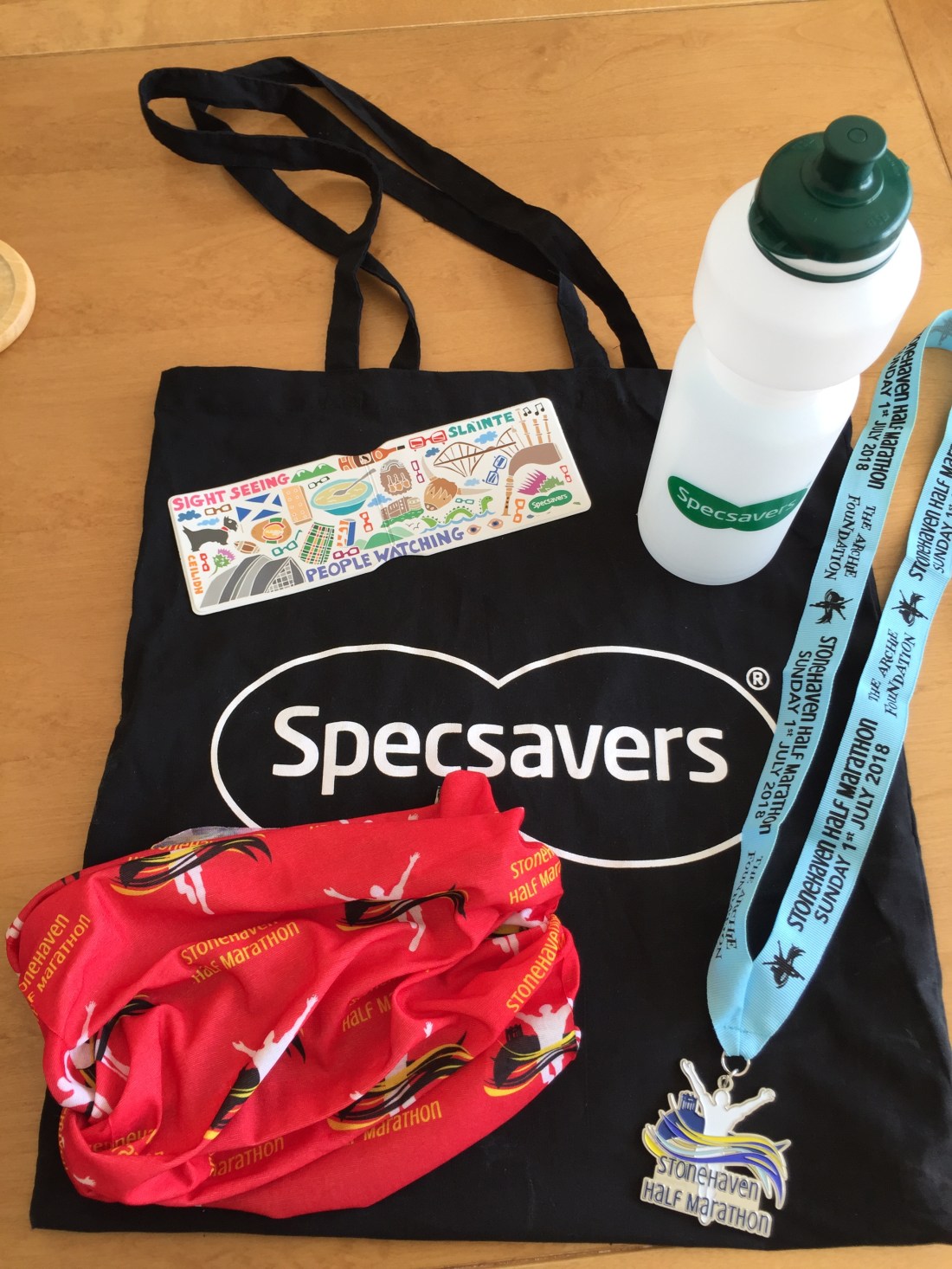 Lovely medal &amp; you can never have too many buffs! Thanks also to Specsavers for their goodies.