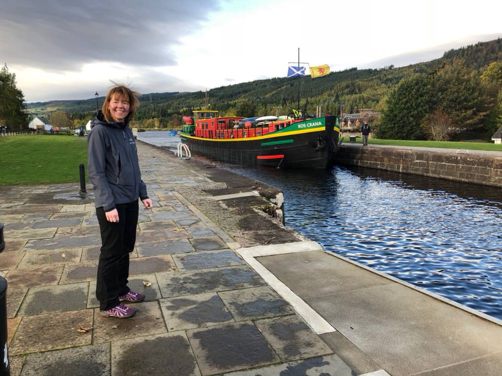 Fort Augustus: Rosie & Jim’s barge approaches the locks on the Caledonian Canal (Caledonian Cruises)