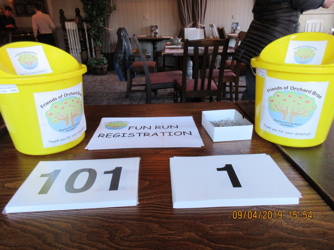 Ready for the deluge of runners: Friends of Orchard Brae Fun Run Registration at Brig O’Don Restaurant