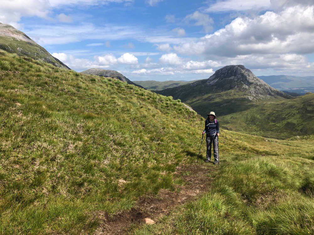 Path from cairn up towards Stob Ban (Grey Corries) looking back to the corbett