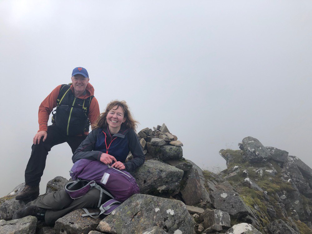 Summit cairn on The Saddle - remarkably small summit; I was not moving from my seat!