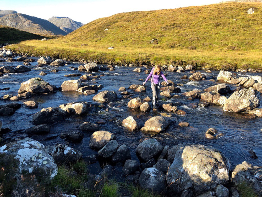 Abhainn a'Ghrabainn crossing on the way back from Am  Faochagach